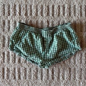 Green Gingham Checkered Pajama Shorts